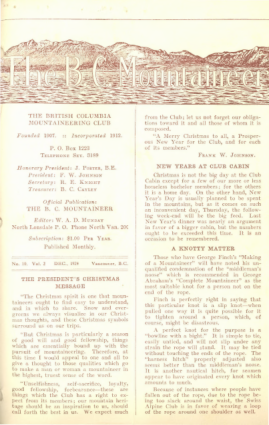 The B.C. Mountaineer 1924 December cover